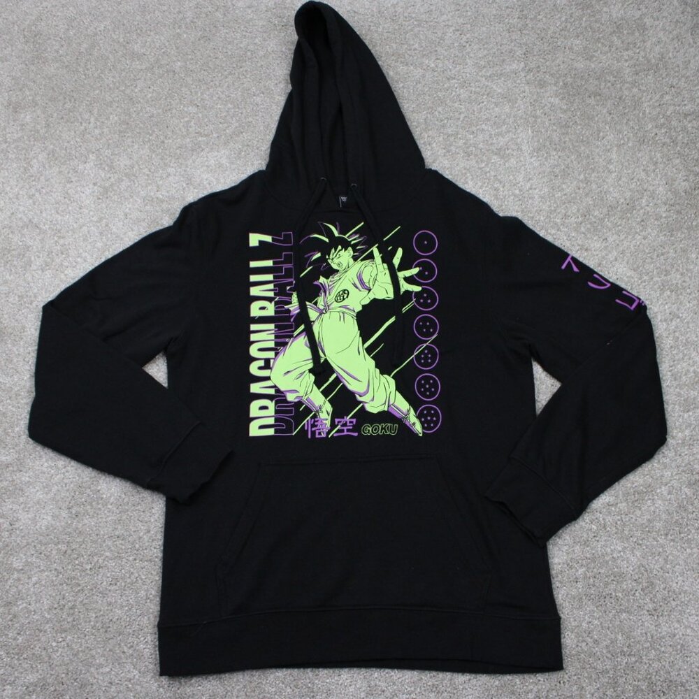 DragonballZ Hoodie Mens Medium Black/Yellow GOKU Cotton/Poly Hooded‎ Sweatshirt